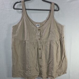 Terra & Sky Tan Button-Front Tank Top Size 0X 14W
